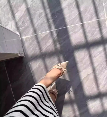 Luxury High Heels Sandals Bow Pointed Toe Women's Shoes Sexy Pumps Slippers Elegant Party Fashion Slides Stilettos Mujer Zapatos