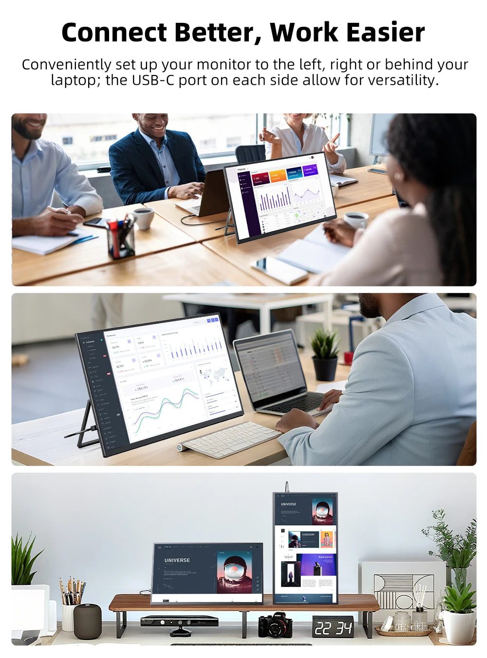 UPERFECT UMax 22"2K QLED Touchscreen Portable Monitor 137%sRGB External Second Touch Screen Display For Laptop/PC/Phone MAC