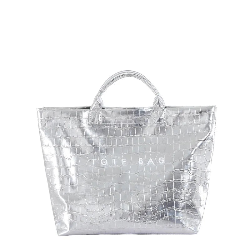 Crocodile Texture Tote Bag Pvc Kraft Paper Large Capacity Luxury Hobo Handbag Women Casual Shopping Letters Top Handle Hand Bags