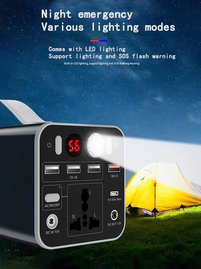 150W Portable Power Station 110/220V Solar Generator Outdoor Emergency Mobile Power Bank 45000mAh For Camping Power LED