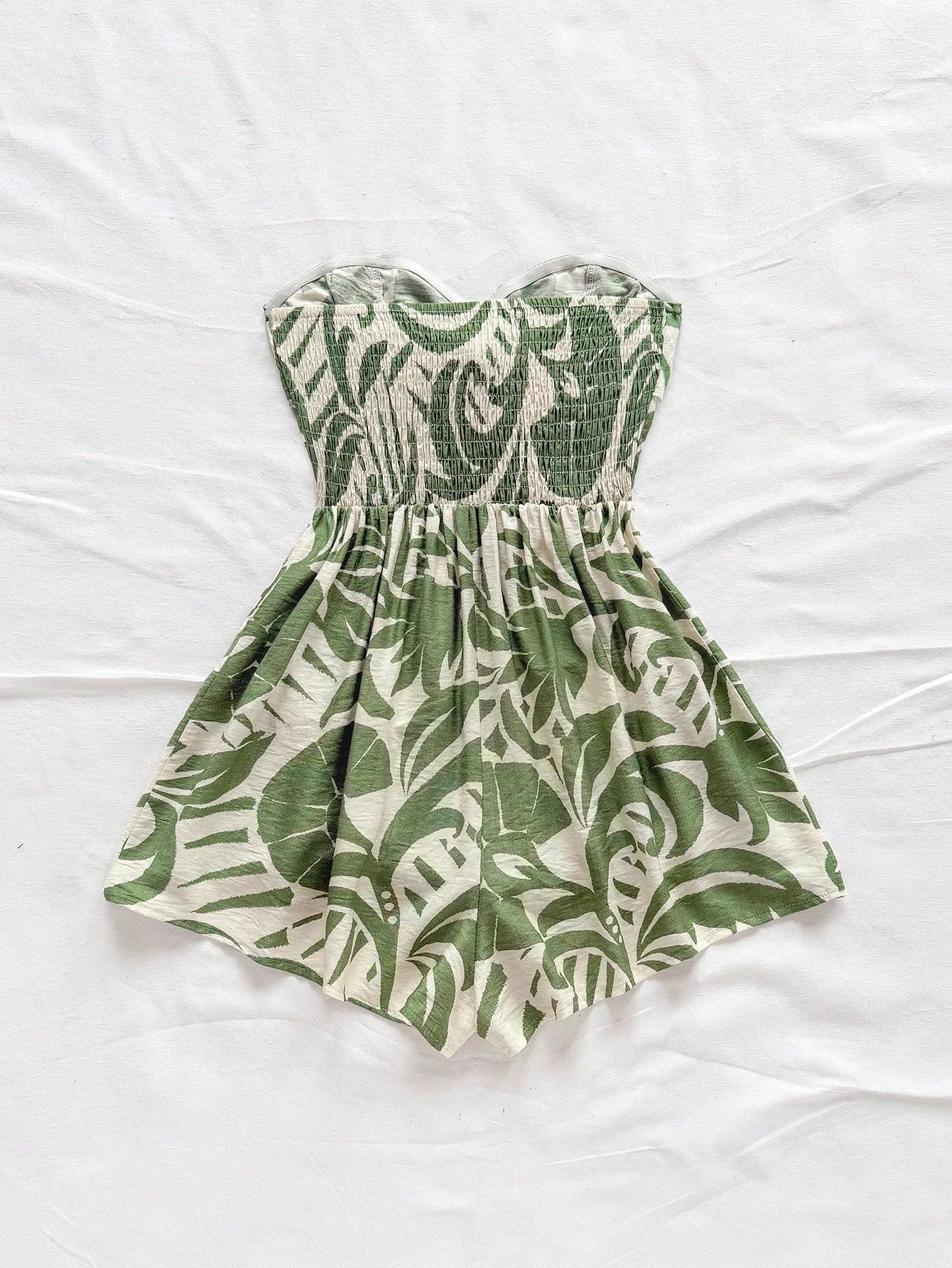 Women's Vacation Spring/Summer Carnival Cruise Party Watercolor Silhouette Printed Lace Up Front Knot Loose Strapless Jumpsuit