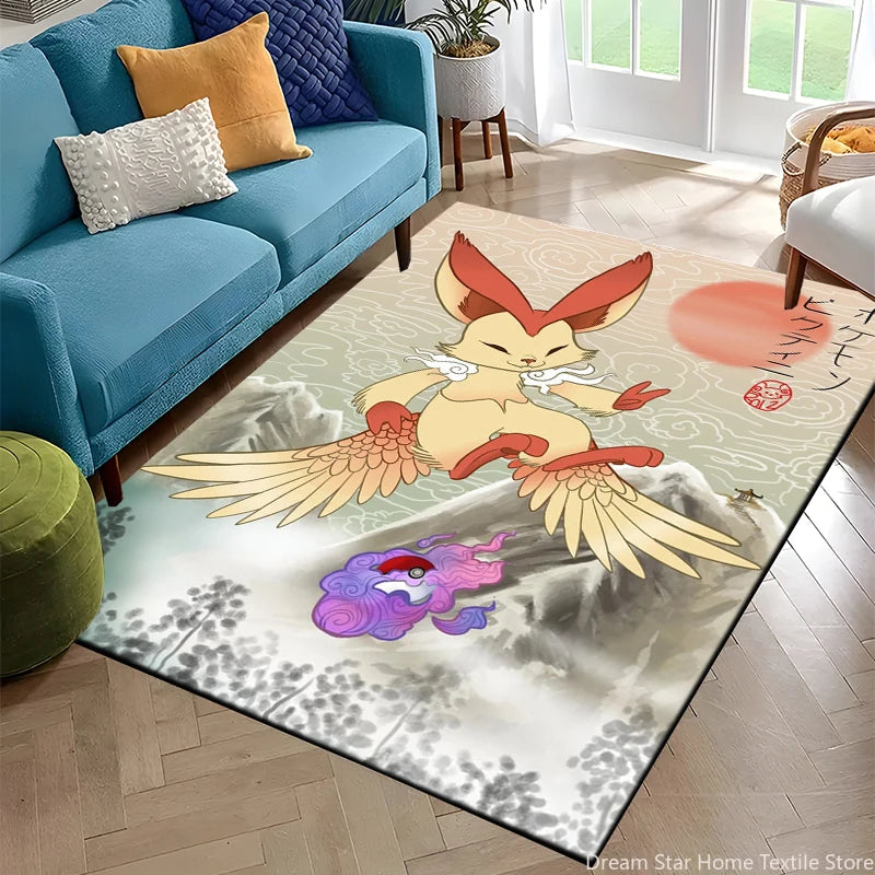 Japanese Anime Pokemon Card Retro Charizard Area Carpet for Living Room Home Decor Sofa Table Rug Anti Slip Chair Floor Mat Gift