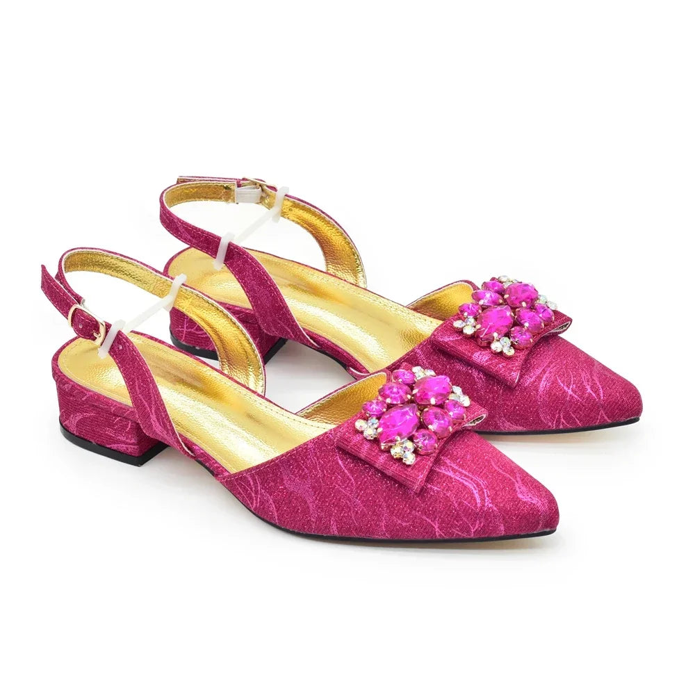 Ladies Shoe and Bag Set Latest Designers Women Nigerian Italian Shoes and Bag Set Decorated with Rhinestone Luxury Wedding Pumps