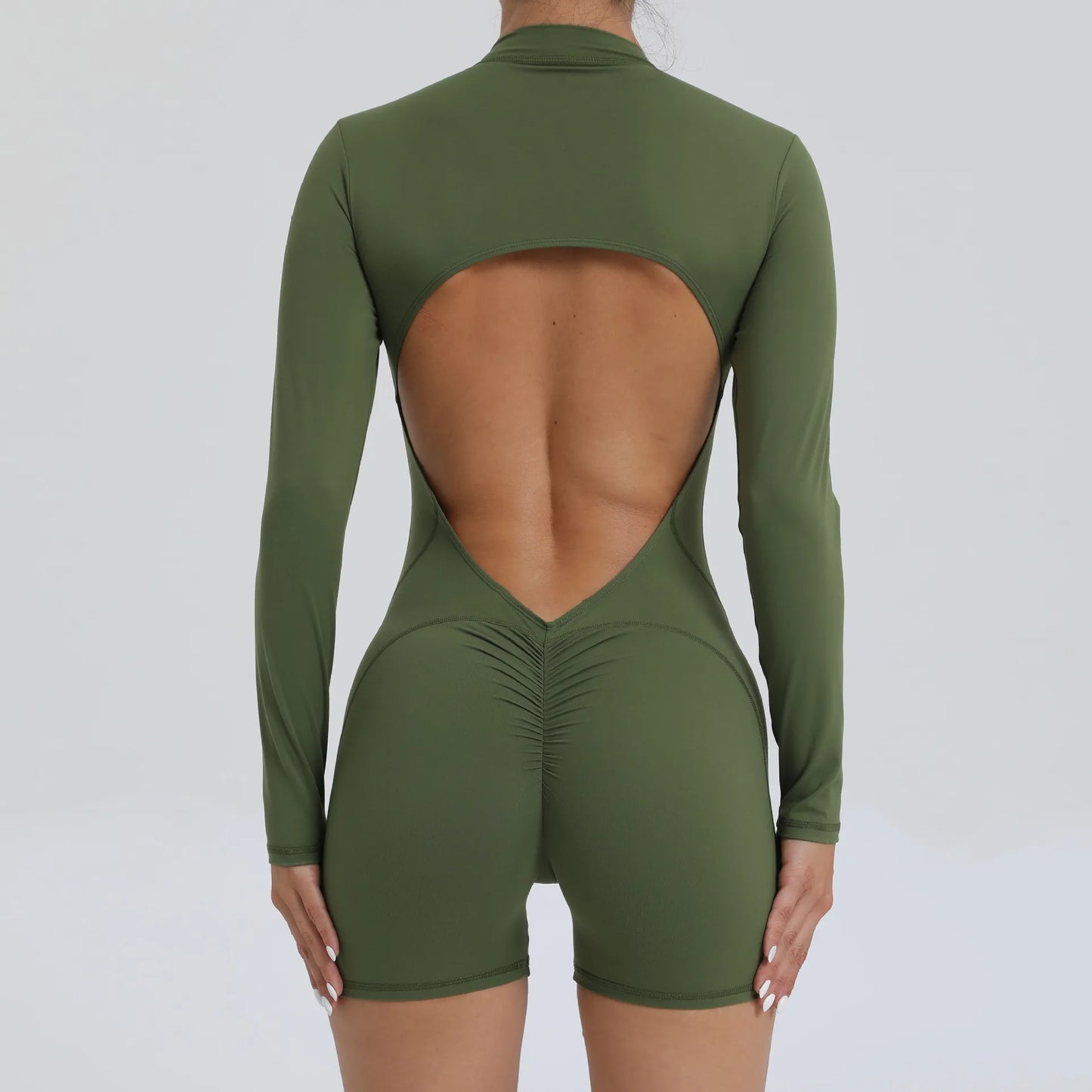 2026 Pad Zipper Long Sleeve Yoga Set Women One Piece Jumpsuit Gym Workout Shorts Fitness Bodysuit Sports Athletic Suit XP358