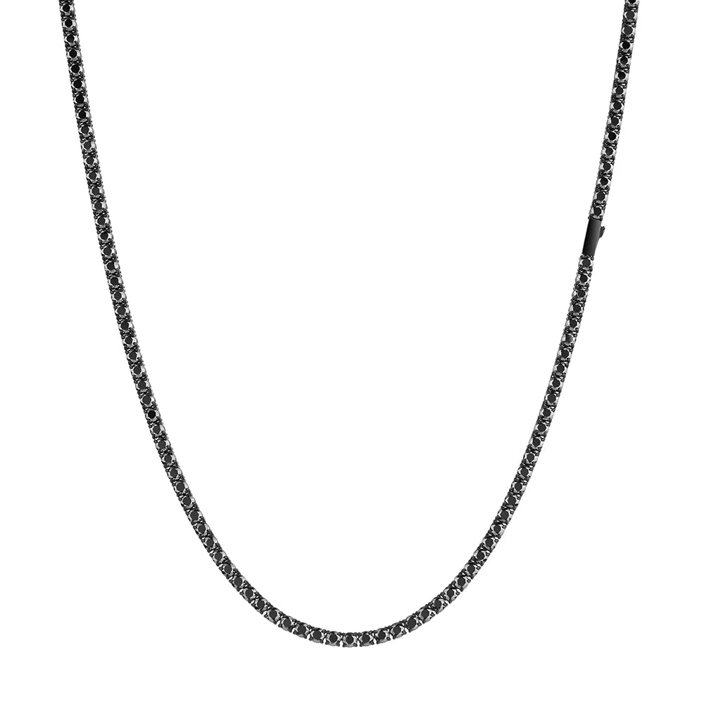 FLEXKING 3/4/5MM Black VVS1 Moissanite Tennis Chain Stainless Steel Men Necklace Bracelet Hip Hop Iced Out Jewelry