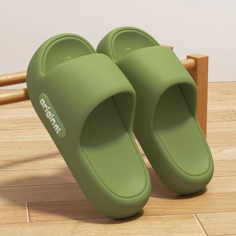 Unisex Letter Slippers Beach Slides Solid Color Mens Thick Sole Indoor Outdoor Bathroom Anti Slip Shoes Summer Couple Sandals