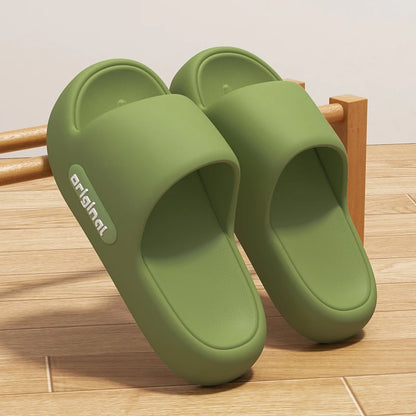 Unisex Letter Slippers Beach Slides Solid Color Mens Thick Sole Indoor Outdoor Bathroom Anti Slip Shoes Summer Couple Sandals