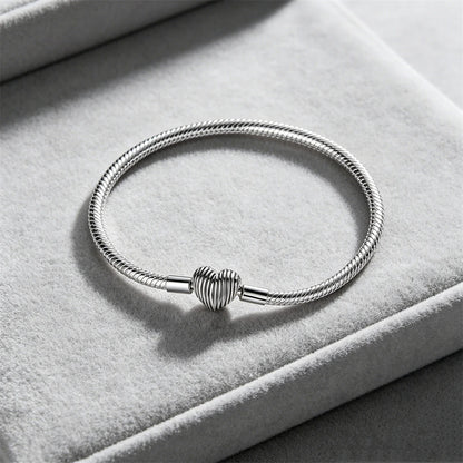 2026 Hot Selling 925 Silver Heart Shaped Buckle Snake Chain Sparkling Zircon Original Bracelet Women Fashionable Luxury Jewelry