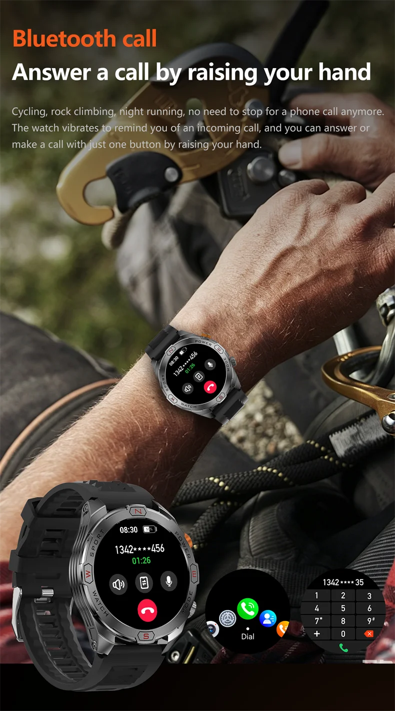 ChiBear Genuine Military Smart Watch Men: 1200 mAh Battery Compass GPS Sports Outdoor Watch Bluetooth Call Smartwatch 2026 New