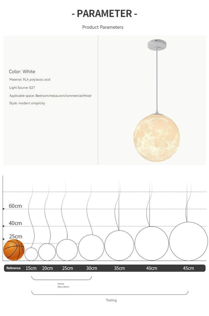Full Moon Chandelier Pendant Light LED Lamp for Living Dining Room Bedroom Bar Table Lights Hanging Lighting Fixture