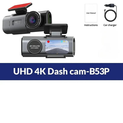 Dash Cam 4K UHD Recording Car Camera DVR Night Vision Video Recorder Built-In Wi-Fi Support GPS 24H Parking