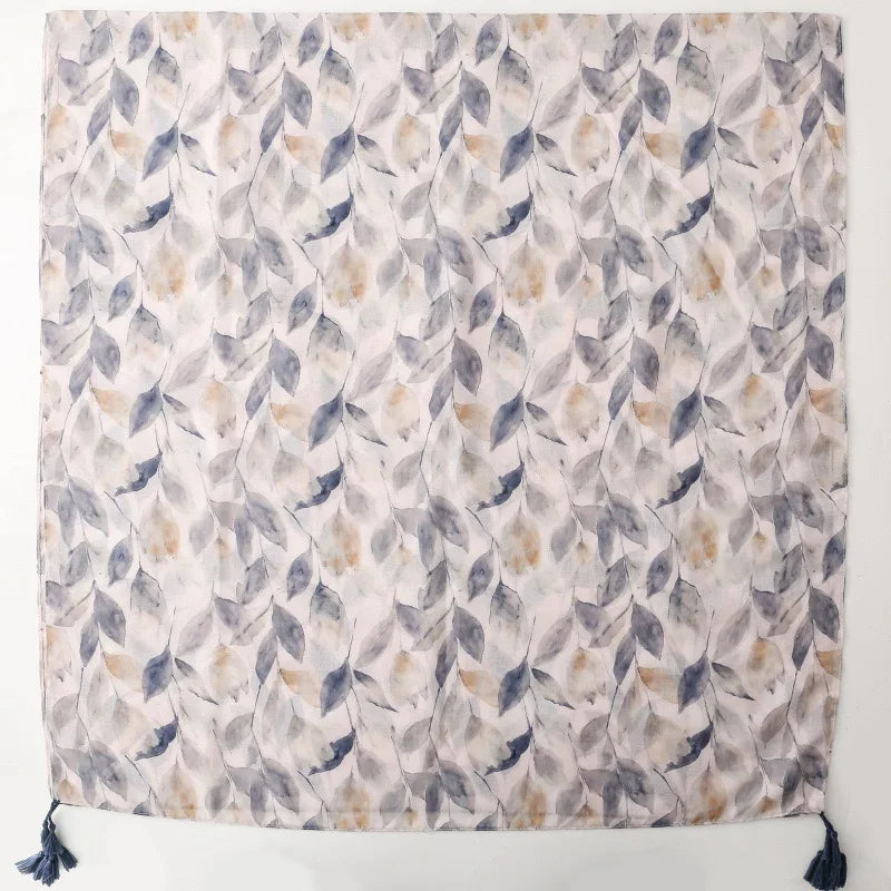 Spain Fashion Petal Floral Tassel Viscose Shawl Scarf Lady High Quality Print Soft Pashmina Stole Bufandas Muslim Hijab 180*90Cm