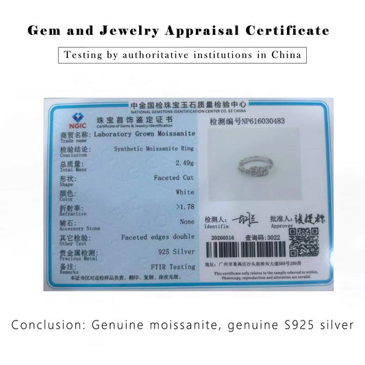 0.37CTW Luxury S925 Silver Moissanite Ring for Women Stackable Eternity Band Engagement Jewelry