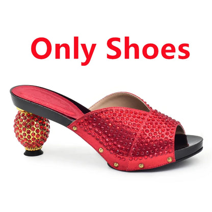 New Design Italian Shoe and Bag Set 2026 Wedding Shoes Bride Women Shoe and Bag Set Decorated with Rhinestone Luxury Shoes