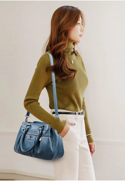 Three Layers Luxury Casual Tote Women Bag High Quality Leather Ladies Hand Bags for Women Big Shoulder Crossbody Bags Sac A Main