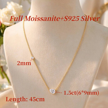 GXTRS 1.5CT Pear Cut Moissanite Pendant Necklaces For Women S925 Silver Waterdrop Lab Diamond Clavicle Chains Fine Jewelry Gifts