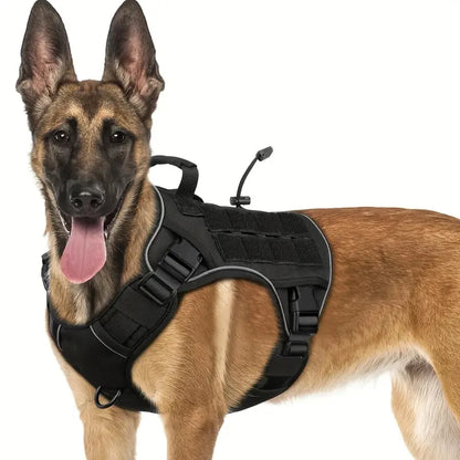 Adjustable No Pull Tactical Dog Harness with Handle Reflective Military Vest for Large Dogs Labrador
