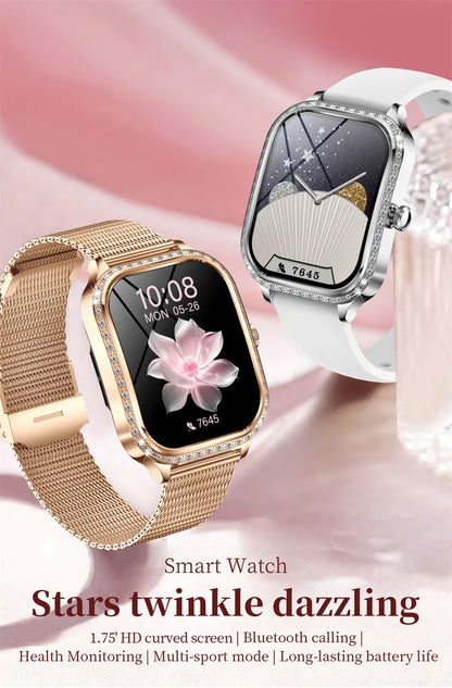 Ultra-Thin 1.76 AMOLED Curved Screen Watches HD Display Time Call Alert Men Women Smart Watch Ladies Gift Android IOS 2025 New