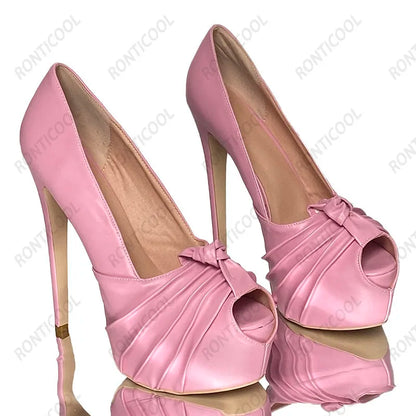 Ronticool New Fashion Women Platform Pumps Stiletto Heels Peep Toe Gorgeous Gold Party Shoes US Plus Size 5-20
