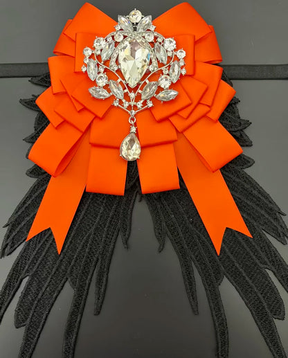 Luxury Rhinestone Mesh Wing Bow Brooch  Elegant Banquets Dress and Wedding Shirts Lapel Flower Bow Tie  Unisex Gift Accessory