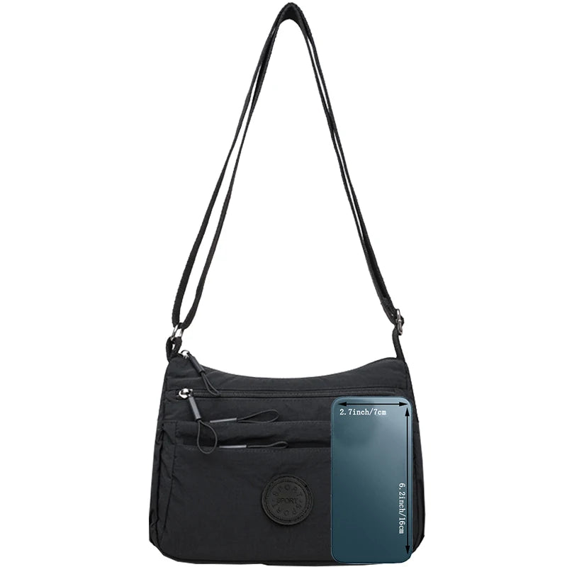 Fashionable Women's Crossbody Bag, Casual Nylon Shoulder Purse with Multiple Pockets, Available in Multiple Colors