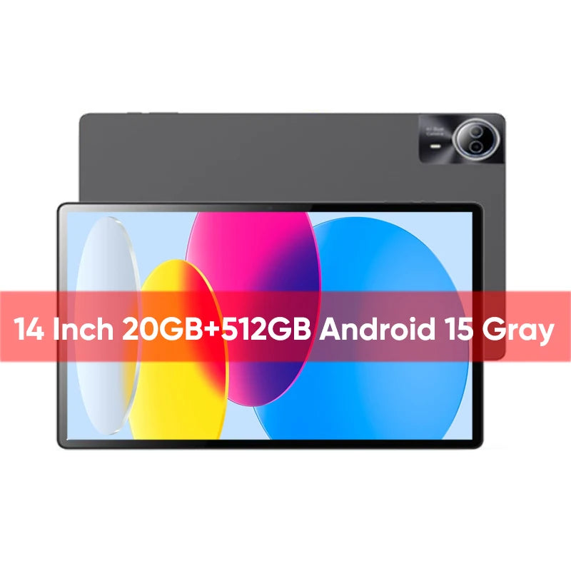 New Upgraded Global Version Android 15 Tablet 14 inch Tablets 20GB 512GB 12900mAh Large Battery BT5.0 5G WiFi GPS Google Play