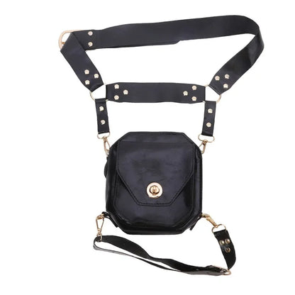 Punk Retro PU Square Waist Bag Casual Small Square Hip Packs For women's Crossbody Cross Multi-function Outdoor Leg Phone Pouch