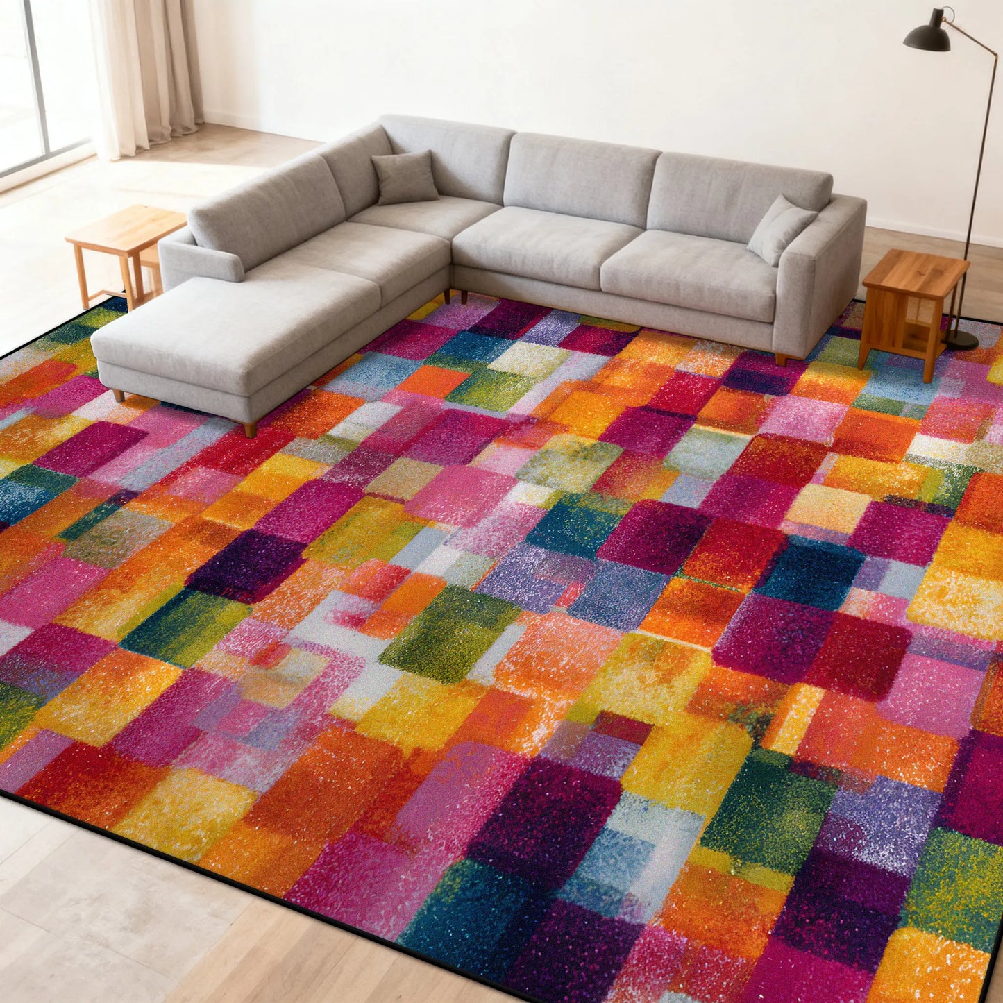 Multicolour Abstract Carpet Living Room Sofa Area Easy Clean Rugs Non-slip Bedroom Decoration Cloakroom Floor Mat Customizable