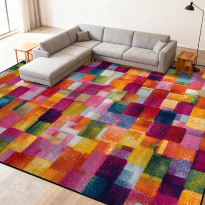 Multicolour Abstract Carpet Living Room Sofa Area Easy Clean Rugs Non-slip Bedroom Decoration Cloakroom Floor Mat Customizable