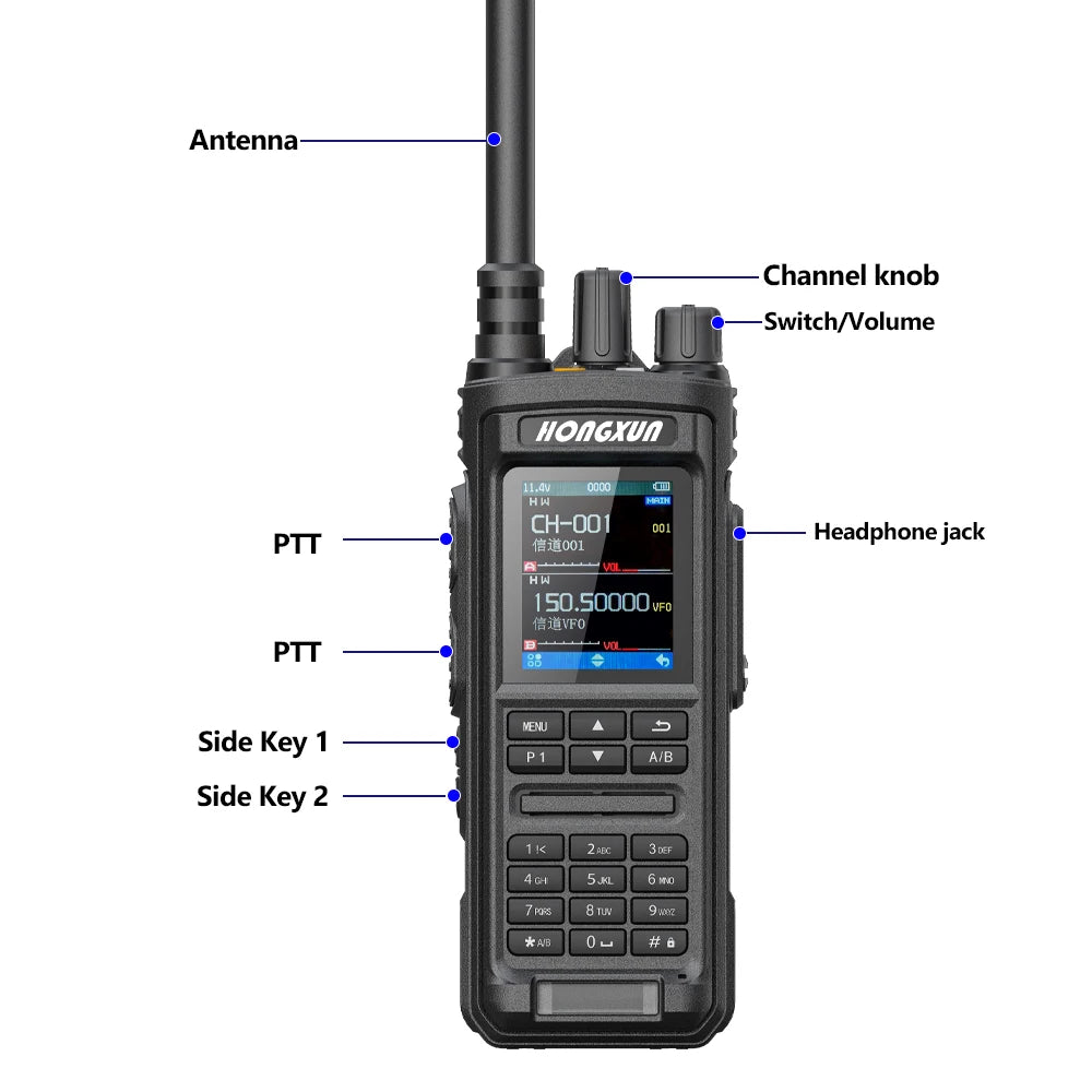 HX P8600 IP68 Handheld Walkie Talkie 10-20KM 136-174/400-520MHz LED Large Screen VOX FM Radio Long Range 20W Two Way Radio