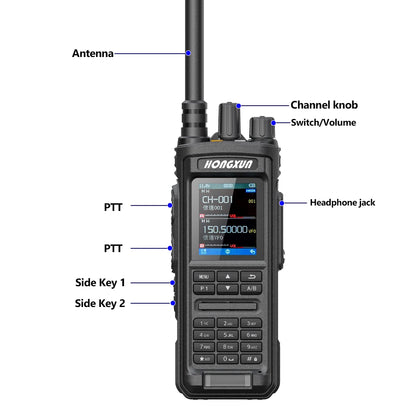 HX P8600 IP68 Handheld Walkie Talkie 10-20KM 136-174/400-520MHz LED Large Screen VOX FM Radio Long Range 20W Two Way Radio