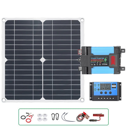 Complete Off-Grid 6000W Solar Power Kit+200W Foldable Solar Panel - Portable Power Station for Home Backup, RV Camping Car