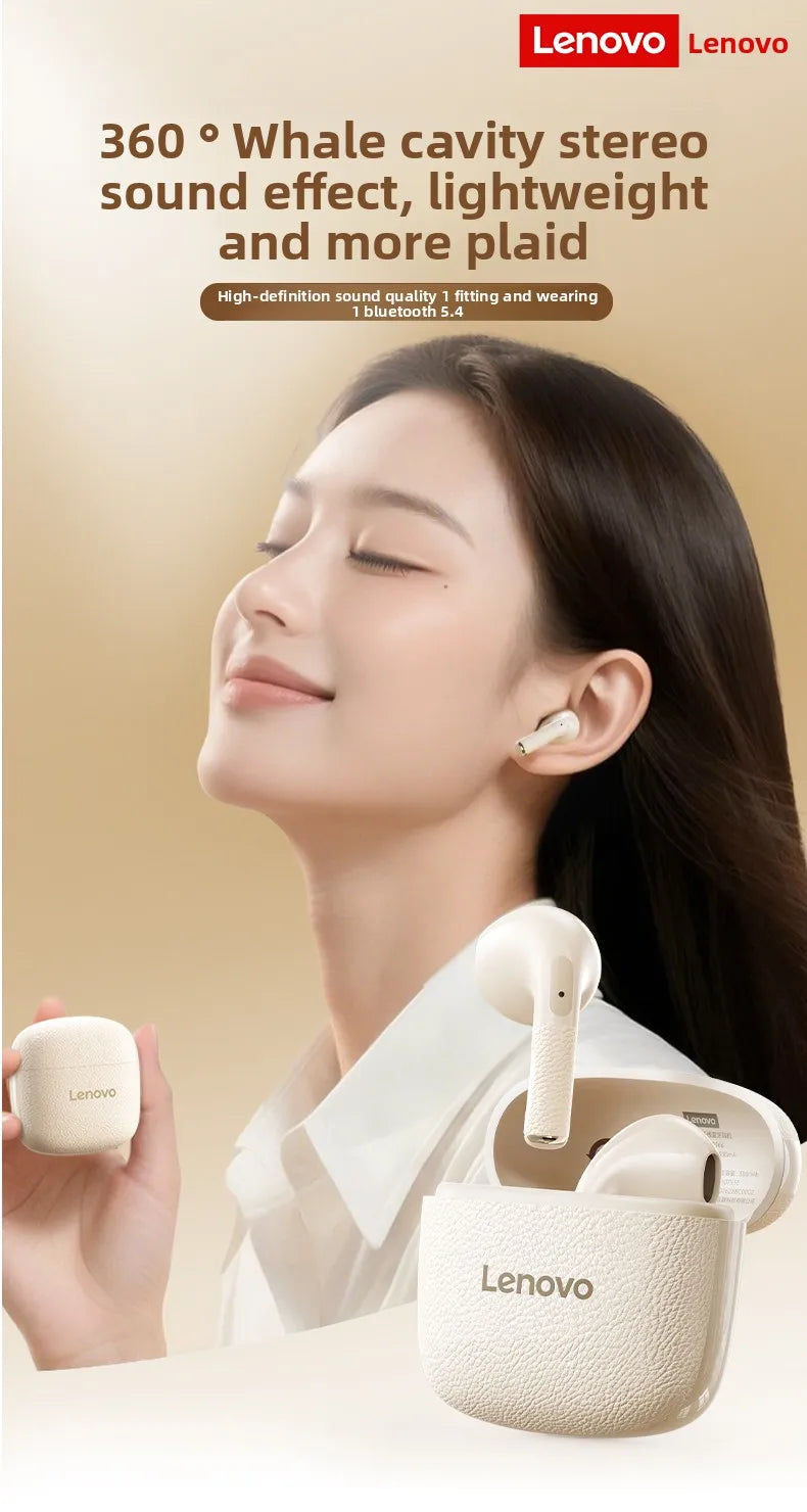 Original New Lenovo TWS Earphones EA166 Bluetooth V5.4 True Wireless Headphones Hi-Fi Sound Waterproof Headset Leather Texture