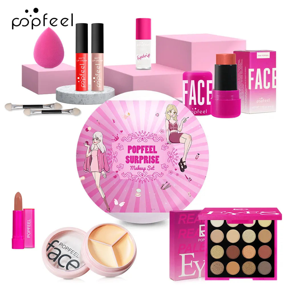 POPFEEL Makeup Gift Set Includes Lipstick, Eyeshadow, Concealer, Can Be Given As a Gift to Family Members, Lovers, or Friends.