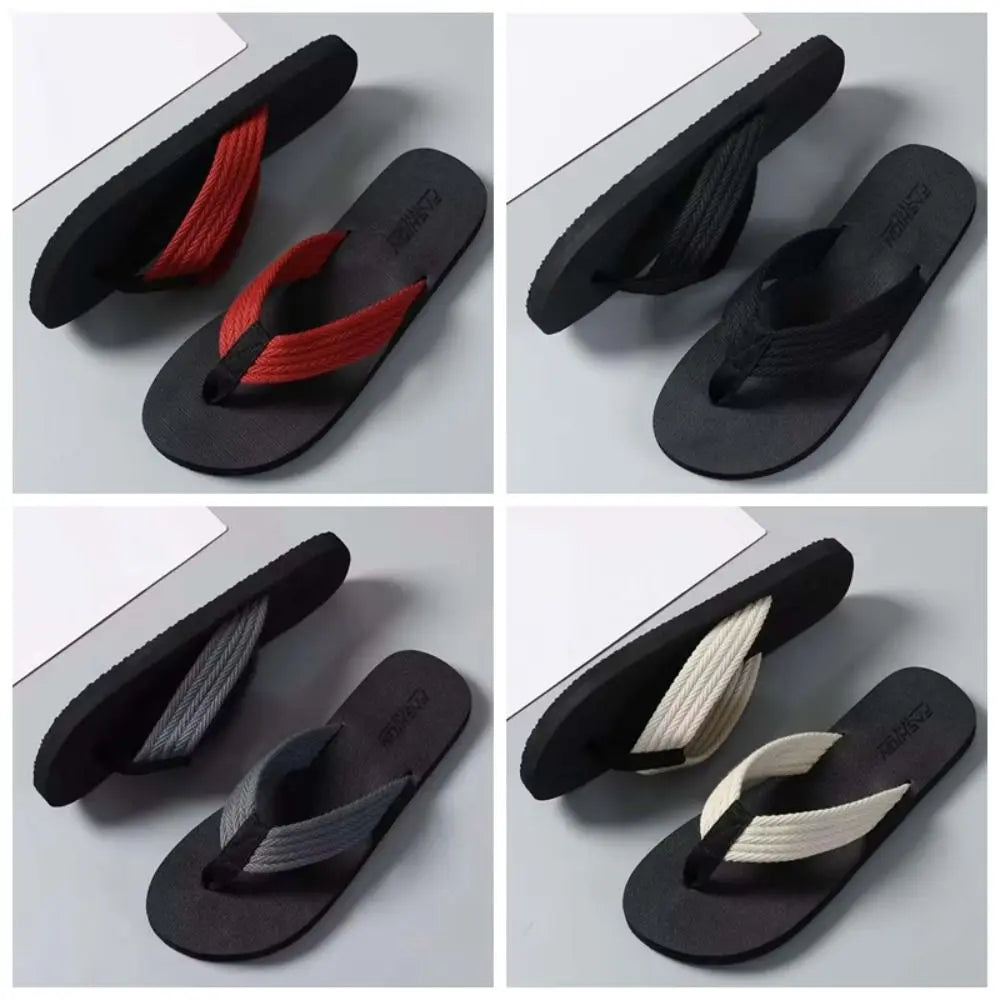 1 Pair Sandal Soft High Elasticity Flip Flops Anti-slip TPR Flat Bottom Slippers Resilience Thickened Beach Flip Flops Summer