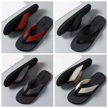1 Pair Sandal Soft High Elasticity Flip Flops Anti-slip TPR Flat Bottom Slippers Resilience Thickened Beach Flip Flops Summer