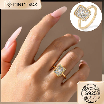 MINTYBOX Rectangul Moissanite Ring S925 Silver Engagement Diamond Rings 18K Gold For Women Luxury Fine Jewelry Anniversary Gift