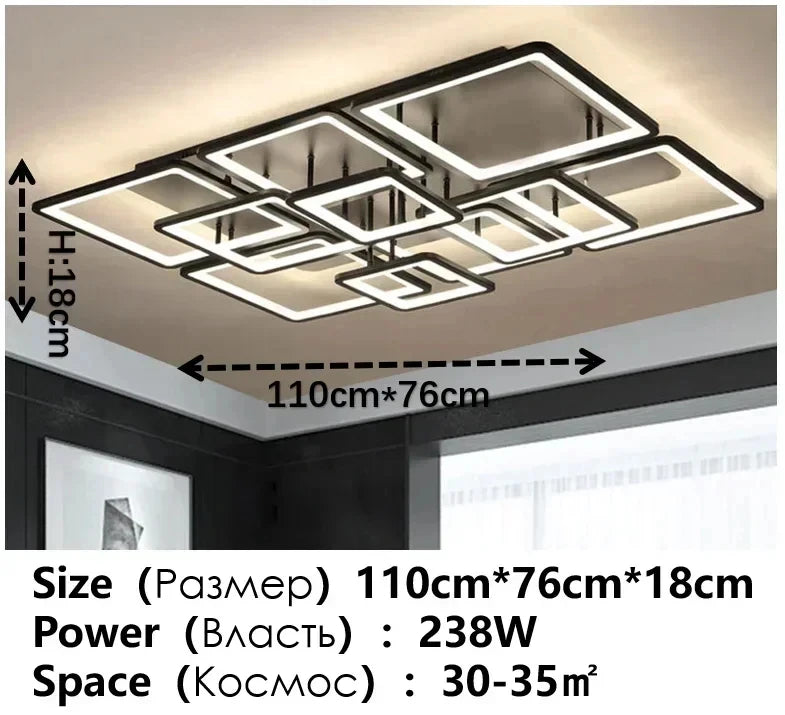 Creative Grid LED Ceiling Light Luxury Villa Hall Black Living Room Decor Dining Room Ceiling Chandelier Home Lustre Fixture
