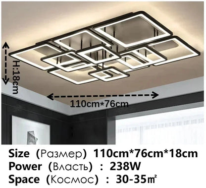 Creative Grid LED Ceiling Light Luxury Villa Hall Black Living Room Decor Dining Room Ceiling Chandelier Home Lustre Fixture