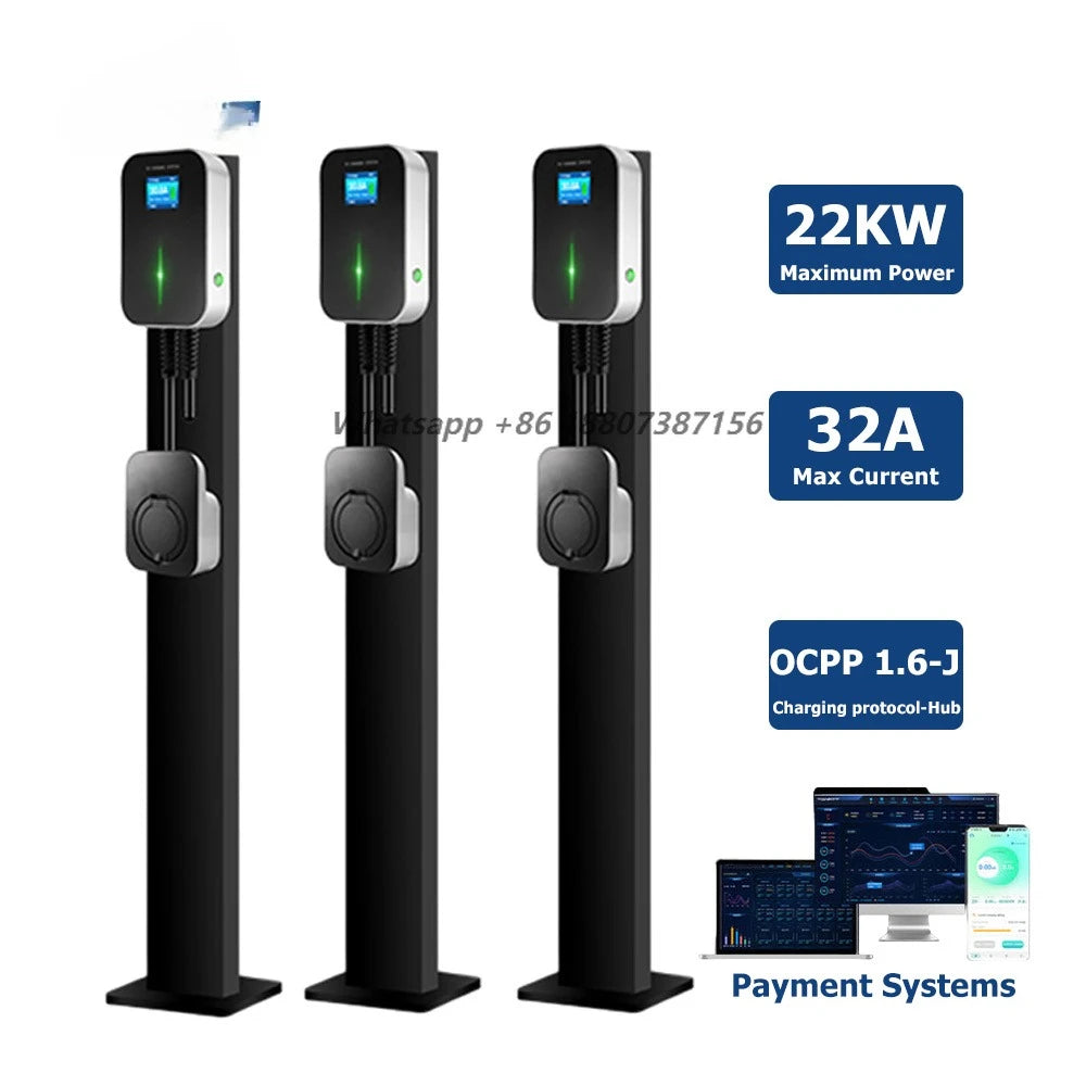 32A 3 Phase OCPP 1.6J Wallbox 22kW EV Wall Charger EV Charging Station with RFID Card