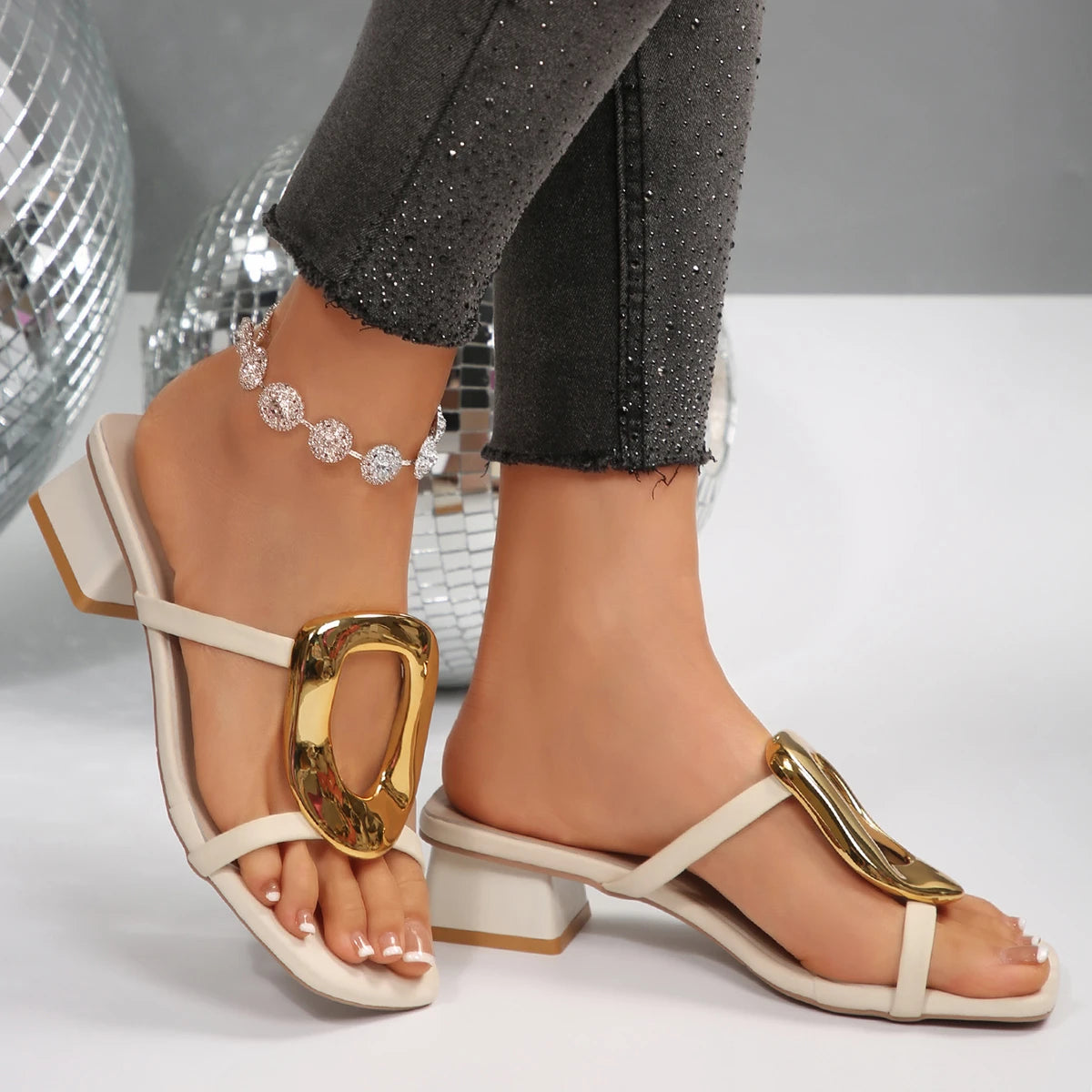 Women Sandals Sexy Designer Wedding Shoes Elegant Women Sandals Medium High Heel Open Toe Luxury Fashion Party Women's Shoes