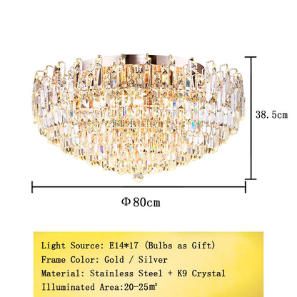 Modern Crystal Pendant Luxury Ceiling Chandelier LED Hanging Lamp for Living Dining Room Bedroom Home Decor Gold Luster Lighting