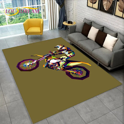 3D Motorcycle Racing Area Rug Large,Carpet Rug for Home Living Room Bedroom Sofa Doormat Decoration,Kid Play Non-slip Floor Mat