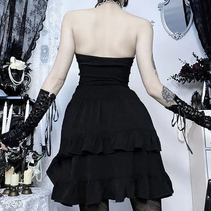 Gothic Mini Skirts Black High Waist Women Skirt 2026 New Y2k Style Harajuku Punk Goth Dark Grunge Streetwear Female Clothes