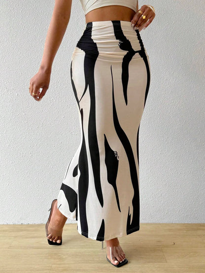 Women's Summer Printed Pleated Skirt