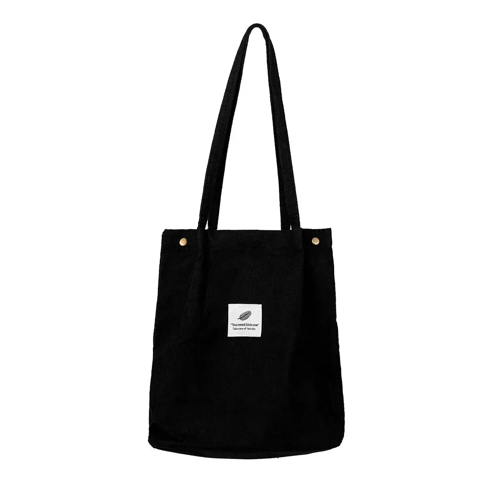 Corduroy Bag Handbags for Women Shoulder Bags Female Soft Environmental Storage Reusable Girls Small and Large Shopper Totes Bag