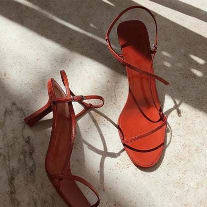 Thin Strap Sandals Women's Summer New with A Single Buckle Strap Womens Shoes Thin Heels with Exposed Toes High-heeled Sandals
