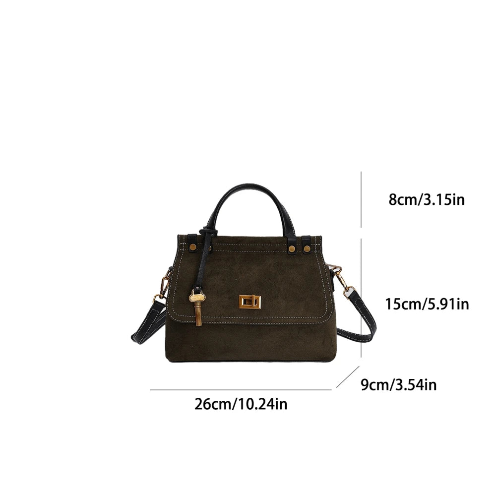 High Quality Retro Top-handle Bags For Women 2025 Winter New Designer Handbags Luxury Flap Shape PU Suede Shoulder Crossbody Bag