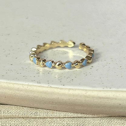 PANJBJ 925 Sterling Silver Golden Flower Rings For Women Drip Glaze Plant Irregular Adjustable Sweet Jewelry Gift Dropshipping