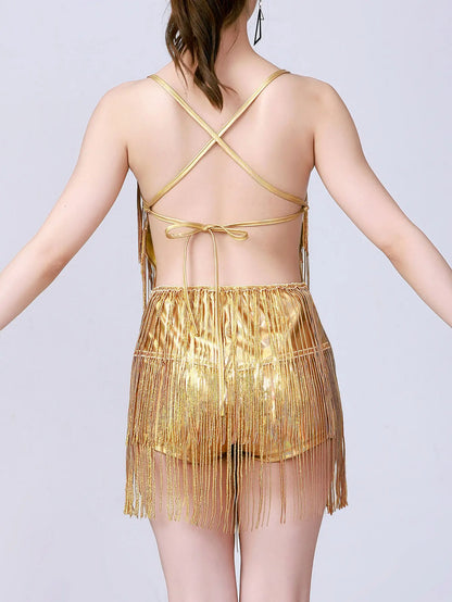 Sexy Backless Tassel Sequin Jumpsuit Women Summer One Pieces Romper Jumpsuit Woman Clothing Jumpsuits Club Party Outfit Playsuit